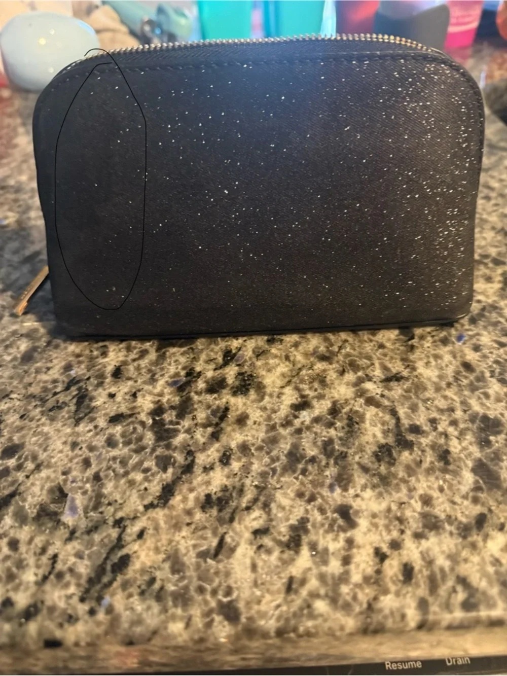 Kate Spade New York Dome Shimmery Glitter Fabric Small Cosmetic Bag